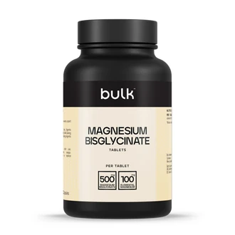 Black bottle of Bulk Magnesium Bisglycinate tablets