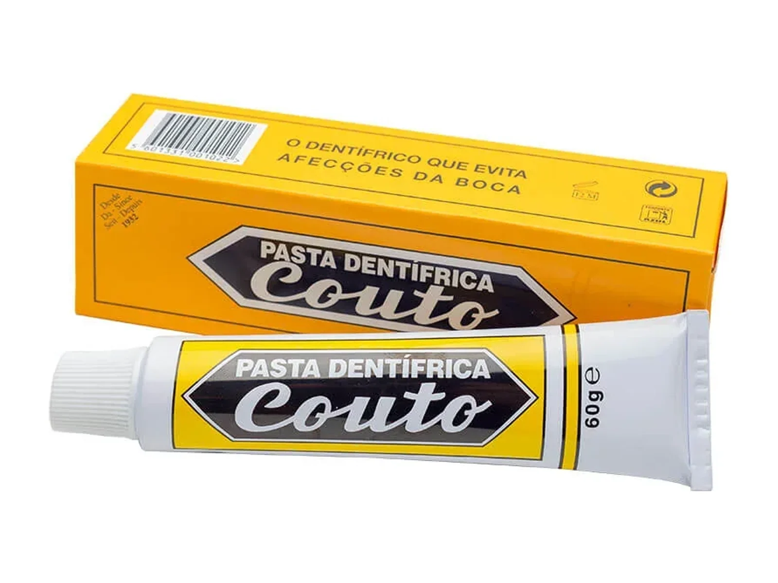 Couto Original toothpaste tube and yellow carton